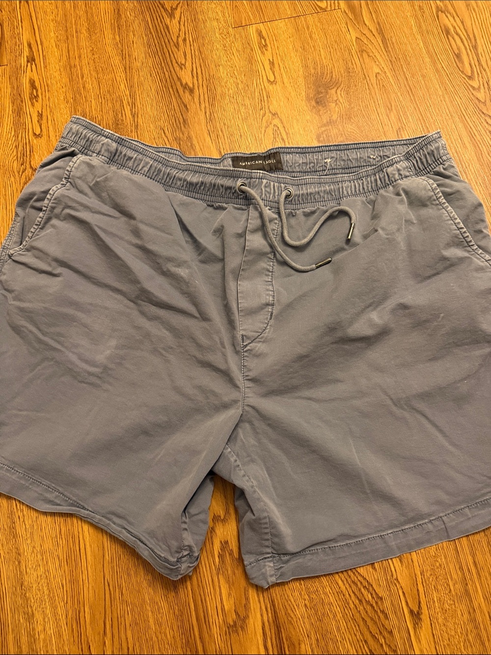 American Eagle Outfitters Men's Slate Blue/Gray Drawstring Shorts